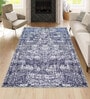 Navy Blue Geometric Nylon 4 X 6 Feet Machine Made Carpet