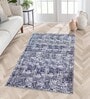 Navy Blue Geometric Nylon 4 X 6 Feet Machine Made Carpet