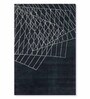 Navy Blue Geometric Wool and Cotton 3 ft x 5 ft Hand tufted Carpet