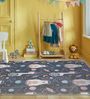 Navy Blue Kids Polyester 5 ft x 7 ft Machine Made Carpet