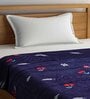 Navy Blue Microfiber Abstract 250 GSM Single Blanket