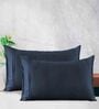 Navy Blue Plain Solid 400 TC Cotton Satin Pillow Covers