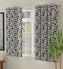 Navy Blue Polyester Abstract 5ft Room Darkening Eyelet Window Curtains (2 Pc)