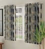 Navy Blue Polyester Abstract 5ft Room Darkening Eyelet Window Curtains (2 Pc)