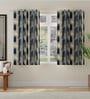 Navy Blue Polyester Abstract 5ft Room Darkening Eyelet Window Curtains (2 Pc)