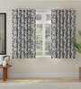 Navy Blue Polyester Abstract 5ft Room Darkening Eyelet Window Curtains (2 Pc)