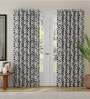 Navy Blue Polyester Abstract 9ft Room Darkening Eyelet Long Door Curtains (2 Pc)