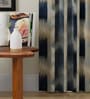 Navy Blue Polyester Abstract 9ft Room Darkening Eyelet Long Door Curtains (2 Pc)