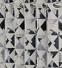 Navy Blue Polyester Abstract 9ft Room Darkening Eyelet Long Door Curtains (2 Pc)