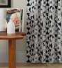 Navy Blue Polyester Abstract 9ft Room Darkening Eyelet Long Door Curtains (2 Pc)