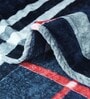 Navy Blue Polyester Check 300 GSM Finley Single Bed Blankets
