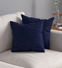 Navy Blue Textured Polyester 32 x 32 Inches Cushion Covers (Set of 2)