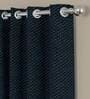 Navy Blue Polyester Solid 5 Ft  Blackout Eyelet 2 Window Curtains