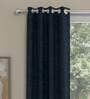 Navy Blue Polyester Solid 5 Ft  Blackout Eyelet 2 Window Curtains