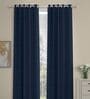 Navy Blue Polyester Solid 9 Ft Semisheer Eyelet 2 Door Curtains