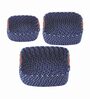 Navy Blue Polypropylene Non Foldable Multi Purpose Storage Baskets (Set of 3)