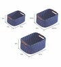 Navy Blue Polypropylene Non Foldable Multi Purpose Storage Baskets (Set of 3)