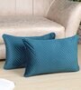 Navy Blue Satin Solid 18x12 inches Cushion Covers (Pack of 2)