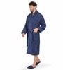 Navy Blue Solid 100% Cotton Men Bathrobe (L)