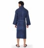 Navy Blue Solid 100% Cotton Men Bathrobe (L)
