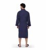 Navy Blue Solid 100% Cotton Unisex Bathrobe With Slippers (XL)