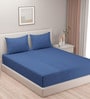 Navy Blue Solid 144 TC Microfiber 1 Double Bedsheet With 2 Pillow Covers