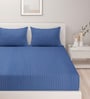 Navy Blue Solid 144 TC Microfiber 1 Double Bedsheet With 2 Pillow Covers