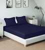 Navy Blue Solid 210 TC Cotton Single Bed Sized Bed Sheets with 2 Pillow Covers