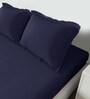 Navy Blue Solid 210 TC Cotton Single Bed Sized Bed Sheets with 2 Pillow Covers