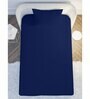 Navy Blue Solid 210 TC Cotton Single Sized Bedsheet with 1 Pillow Cover Satin Stripe 2024 Collection