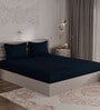 Navy Blue Solid 400 TC 100% Cotton Queen Sized Bed Sheets with 2 Pillow Covers