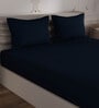 Navy Blue Solid 400 TC 100% Cotton King Sized Bed Sheets with 2 Pillow Covers