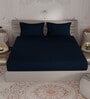 Navy Blue Solid 400 TC 100% Cotton King Sized Bed Sheets with 2 Pillow Covers