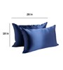 Navy Blue 400 TC Satin 2Pc Pillow Covers with Free 3 Satin Scrunchies