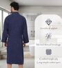 Navy Blue Solid Cotton Men Bath Robe With Belt (L)