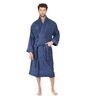 Navy Blue Solid Cotton Men Bath Robe With Belt (L)