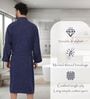 Navy Blue Solid Cotton Men Bath Robe With Belt (M)