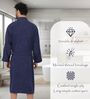Navy Blue Solid Cotton Men Bath Robe With Belt (S)