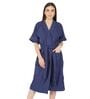 Navy Blue Solid Cotton Women Bath Robe With Belt (L)