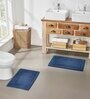 Navy Blue Solid MicroFibre 14x10 Inches Antiskid Bath Mats