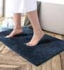 Navy Blue Solid Microfibre 30x18 Inches AntiSkid Bath Mat