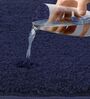 Navy Blue Solid Polyester 24x16 Inches AntiSkid Bath Mat (1 Pc)