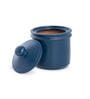Navy Blue Terracotta Handcrafted Cylindrical Jar With Lid