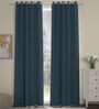 Navy Blue Velvet Solid 7ft Regular Eyelet Door Curtains (2 Pc)