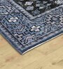 Navy Blue Persian Wool & Cotton 4 ft x 6 ft Hand Knotted Carpet