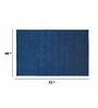 Blue Solid Wool 4 ft x 6 ft Hand Woven Carpet