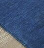 Blue Solid Wool 4 ft x 6 ft Hand Woven Carpet
