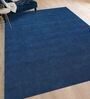 Blue Solid Wool 4 ft x 6 ft Hand Woven Carpet