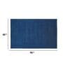 Blue Solid Wool 5 ft x 7 ft Hand Woven Carpet