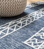 Navy Blue Wool and Cotton 5 ft X 8 ft Hand Woven Dhurrie